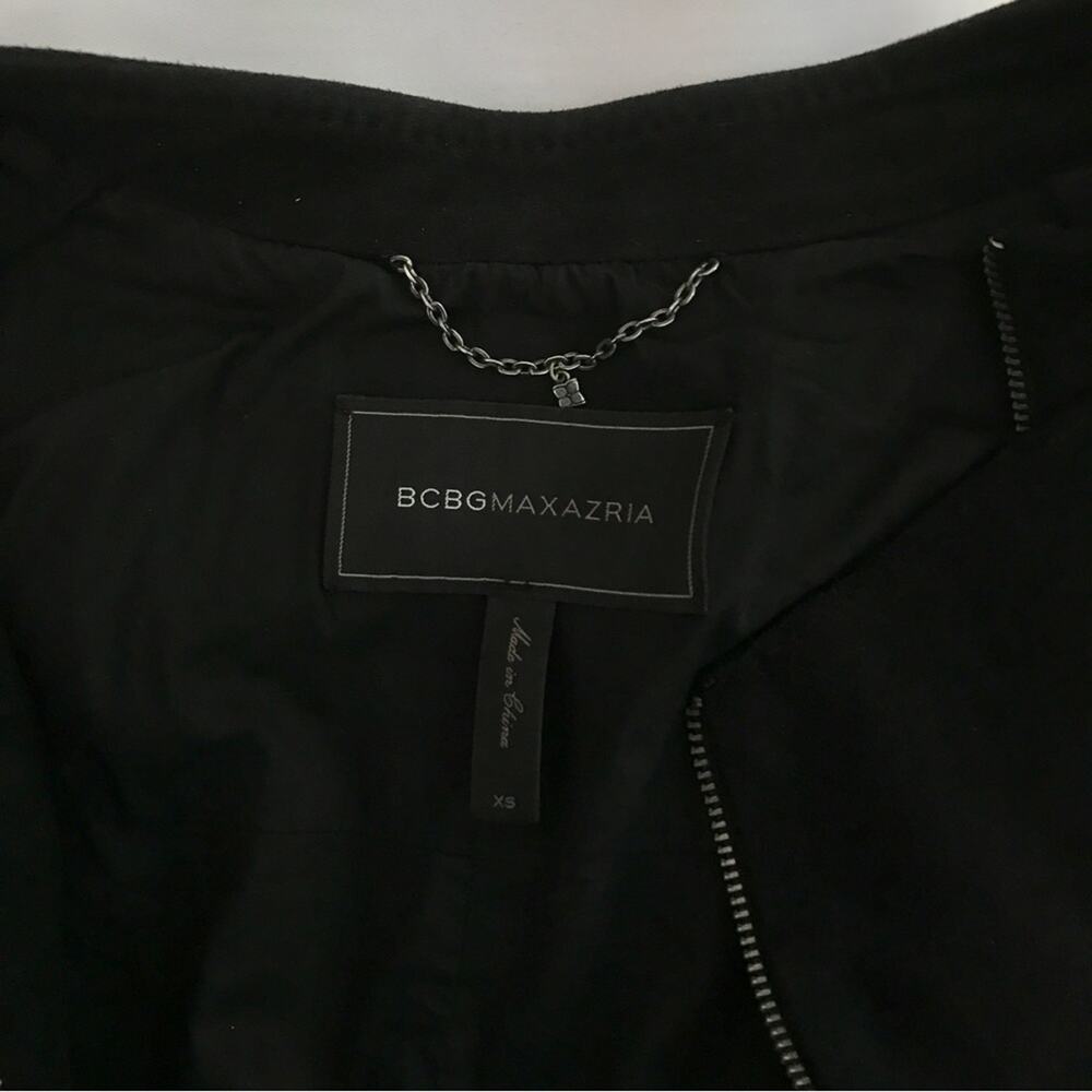 BCBGMaxAzria Black Vest Faux Suede Biker Style Zippered XS - Picture 9 of 10